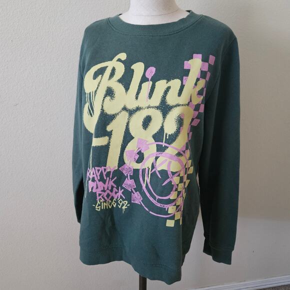 Blink 182 Green Crewneck Sweatshirt - Size Large - Picture 1 of 4